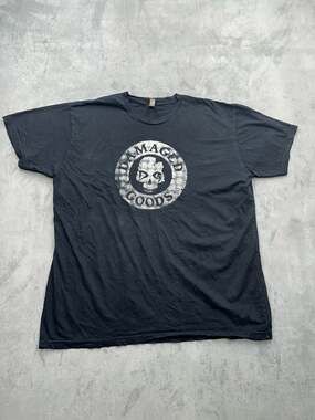 American Apparel Damaged Goods Skull T-Shirt Size 2XL Black